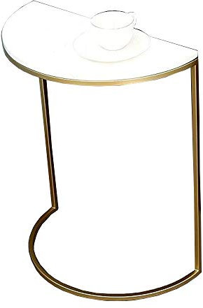 MEILISHAOMEI Sofa-Beistelltisch aus Metall/Marmor,Wandtisch,Halbrunder Goldener Beistelltisch,mobiler Snacktisch,Beistelltisch für kleine Räume,2 Farben(Farbe:Marmor,Größe:15,747,8719,68 Zoll)