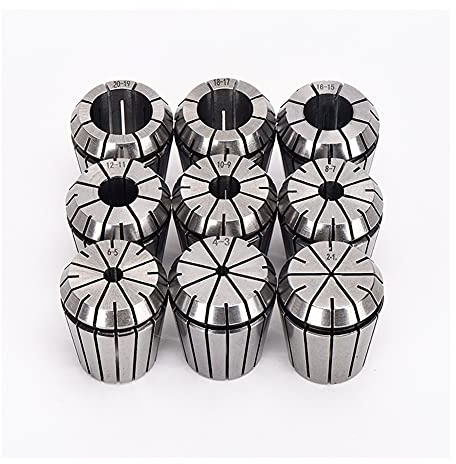 NHEISSCF Federklemmen, Federklemmen, Federspannzangen-Set, 9 Stück/Set, Größe 9 ER32, Präzisions-Spannzangenfutter
