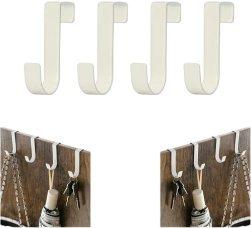 WUSJCOF 4 Ganchos para Puerta, Ganchos Colgantes, Percheros para Puerta, Ganchos Resistentes, Sin Necesidad de Taladrar, Adecuados para Puertas Estándar (Blanco)