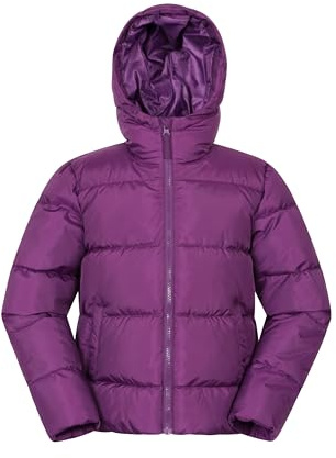 Mountain Warehouse Lottie Kids Water Resistant Padded Jacket - Warm Jacket in Rip Stop Fabric, Boys & Girls Coat - Autumn Winter Outdoors, Travelling & Hiking Dark Purple Kids Size 11-12 Years