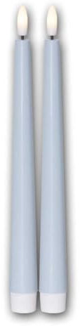 LED Stabkerzen FLAMME CANDY, flammenlose Leuchterkerzen, warmes Licht, flackernde Flamme, Timer & Batterie, Farbe blau, 8 Stück