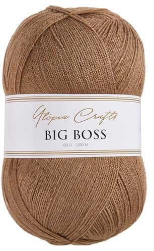 Utopia Crafts Big Boss Acrylwolle 400g 1200m – Strick- & Häkelgarn, weich, maschinenwaschbar, Oeko-Tex zertifiziert, für Pullover, Decken, Schals & Mützen (Warmes Taupe)