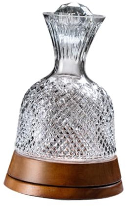 Colcolo Carafon à vin rouge tournante, carafe à vin, cadeau d'amant de vin clair avec une base en bois 1500 ml élégante 360 ​​Rotation pour le bar à domicile