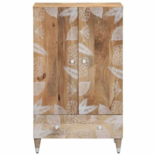 Eleganz Regalsystem Highboard 60x33,5x100 cm aus Massivholz Mango Natur mit weißem Lack - Stauraumlösung für Wohnzimmer & Schlafzimmer