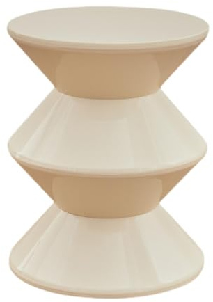 Milageto Tabouret de canapé en PP en Forme de sablier, Table d'appoint, Banc d'entrée, Gain de Place, Table de Chevet Portable, 45 x 36 cm, élégante, Blanc
