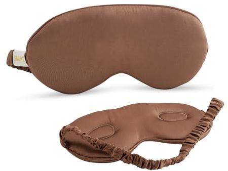 SMUG Cloud Padded Satin Sleep Masks | Skin & Hair Friendly | Improve Sleeping | Plush Eye Cushions for Women & Men | Elasticated Strap | Premium Comfort | Home & Travel | Mocha