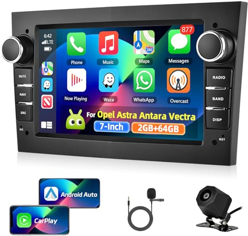 Motorsi 2+64G Carplay Autoradio per Opel Astra/Antara/Vectra/Corsa/Zafira con GPS Navigazione, 7 Touchscreen Car Stereo, WiFi Bluetooth Wireless Android Auto Mirror Link FM/RDS Radio EQ SWC+ Camera