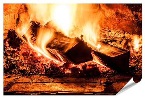 islandburner XXL Bild Poster Kaminfeuer Abendstimmung Wärme Holzscheit Premium Bilder 130x90cm