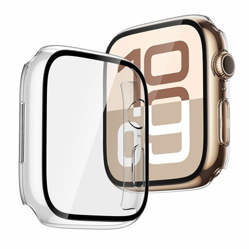 Recata 2 Stück Schutzhülle für Apple Watch SE3, SE2, SE, Series 6/5/4 44mm | Harte PC Hülle mit Gehärteter Displayschutzfolie, Ultradünn, Kratzfest und Stoßfest, Transparent
