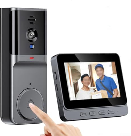 Kabellose Video-Türklingel mit Display, Kein WLAN erforderlich, 1080P Türklingel Kamera mit 2-Wege-Audio für die Sicherheit im Freien zu Hause