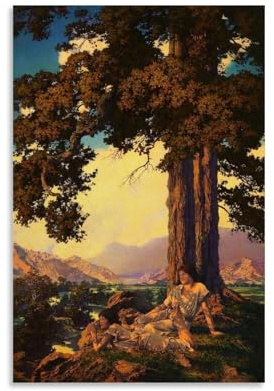 Maxfield Parrish 1926 Hilltop Kunstdruck – Jugendstil-Poster für Wanddekoration, zeigt Landschaft und Figuren, Wandkunst, Gemälde, Leinwand, Geschenk, Wohnzimmer-Drucke, Schlafzimmer, Dekoration
