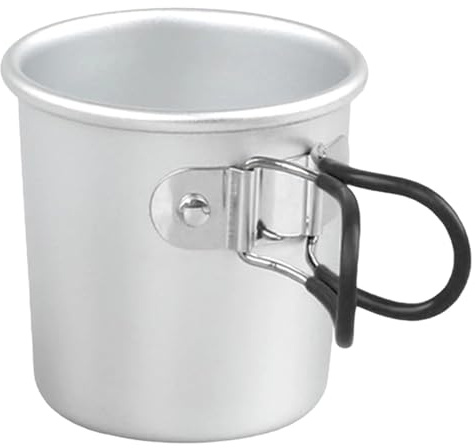 Tasses de camping en plein air – Tasse à café légère en d'aluminium d'une capacité de 150 ml, récipient à boire compact avec poignée pliable | Portable et durable, solution utilitaire pour