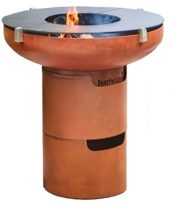 Barbecook Set Feuerstelle BBQ Jack 75 mit 2 Plancha-Platten & Basen | Wetterfest • Orange-Braun • 77x77x74cm