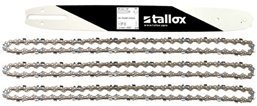 tallox Schwert und 3 Sägeketten 3/8 1,3 mm 56 TG 40 cm Führungsschiene kompatibel mit Dollmar Einhell Makita Black & Decker und andere