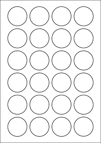 2.400 Etiketten aus Polyester selbstklebend rund 40 mm permanent haftend auf Bogen A4 (100 Bögen x 24 Etik.)