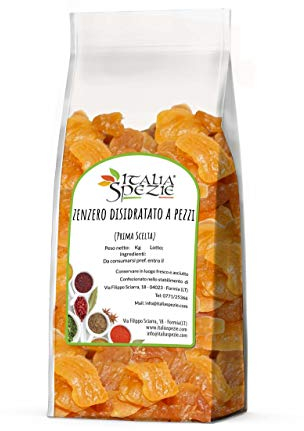 ITALIA SPEZIE - Zenzero disidratato 100% Naturale a pezzi 1 kg - PRIMA SCELTA - Essiccato al naturale - senza solfiti aggiunti - frutta disidratata