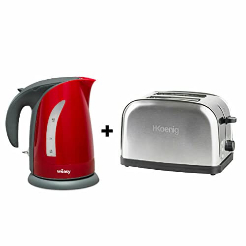 SW8R + TOS7 BOUILLOIRE 1,8L 2200W ROUGE WINKEL+ GRILLE PAIN 2 TRANCHES H.KOENIG