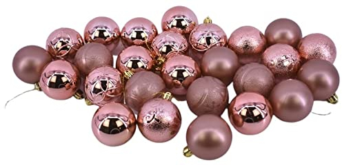 Gerimport Weihnachtskugeln, Bernstein, Rosa, Gold, 6 cm, sortiert, 26 Stück