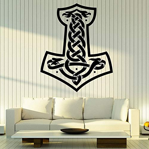 NSRJDSYT Wandtattoo Skandinavische Hammer Wikinger Schlafzimmer Wohnzimmer Inneneinrichtung Vinyl Fenster Aufkleber Kunst Wandbild 42x51cm