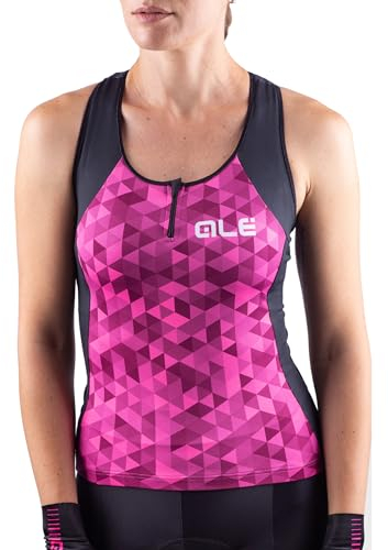 ALE' Damen Solide Dreiecke Tanktop, Fluo Pink/Violett, S