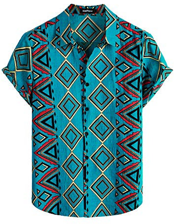 VATPAVE Herren Sommer Tropische Hemden Kurzarm Aloha Hawaii Hemden Klein Königsblau