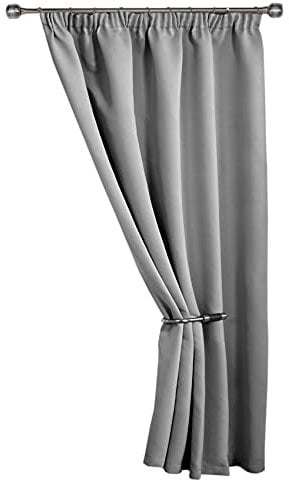 Emma Barclay Cali Door Curtain Thermal Blackout Lining Pencil Pleat Single Doorway Panel 45 x 84 (Silver)
