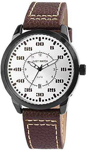 Just Watch Benedict Herren-Uhr Echt Leder Armband Datum Analog Quarz JW20158 (braun)