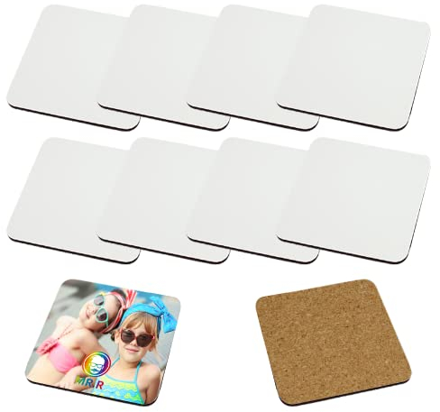 MR.R Lot de 10 sous-Verres carrés en MDF à Sublimation, sous-Verres absorbants de Transfert de Chaleur, sous-Verres de fête et Bricolage