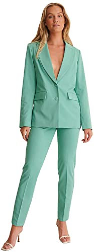 NA-KD Pantalones de Traje Ajustados, Verde Eden, 38 para Mujer