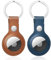 Portachiavi per Airtag in PU Pelle Nepfaivy- Porta per Airtag, Custodia Compatibile con Airtag, Cover per Airtag Apple, Portatile, Anti-graffio, Mantiene un Segnale Forte(Marrone+Blu)