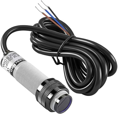 Heschen M18 Säule Infrarot Photoelektrischer Näherungsschalter, diffuse Reflexionstyp, E3F-DS10P1, Erfassungsabstand 10CM, 10-30VDC 200mA, PNP normalerweise offen (NO), 3 Drähte