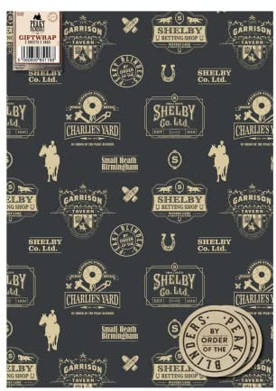 Peaky Blinders Lot de 10 feuilles de papier cadeau 10 étiquettes 70 x 50 cm Produit officiel