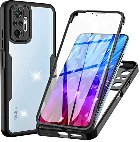 Coque pour Xiaomi Redmi Note 10 Pro (Pas pour Note 10), Transparent Housse avec Protection écran, 360 Degrés Double Protection Antichoc Coque Silicone Intégrale Etui pour Redmi Note 10 Pro / Pro Max