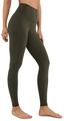 CRZ YOGA Butterluxe Damen High Waist Sport Leggings Blickdicht Yoga Leggins Sporthose Workout Gym Yogahose - 71cm Olivgrun 40