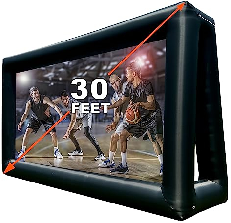 PPXIA 30ft Outdoor Inflatable Screen with Air Blower, Extra Large Inflatable Projector Screen for Outdoor Movie Nights, Movie Theater, Garden, Pool, BBQ, Fun Party, Takes
