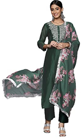 Parvdi Conjunto kurta para mujer con estilo indio dupatta kurti palazzo pantalones conjunto de pantalones para mujer ropa de fiesta
