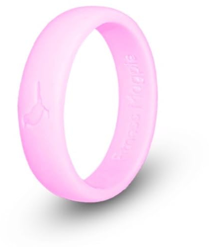 Comfortable Womens Silicone Ring, Modern Wedding Rings for Women, Hypoallergenic, Breathable, Non-Toxic, Flexible & Safe for Your Fingers, Outdoor Activities, Sports and Extreme Adventures. Pink. (7)
