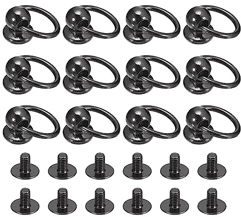 QUARKZMAN 6x8mm Kugelkopf Bolzen Nieten Zurückschrauben mit O Ring 12Pack Schalter Nippelniet für Basteln Leder Handwerk Metallisch Schwarz