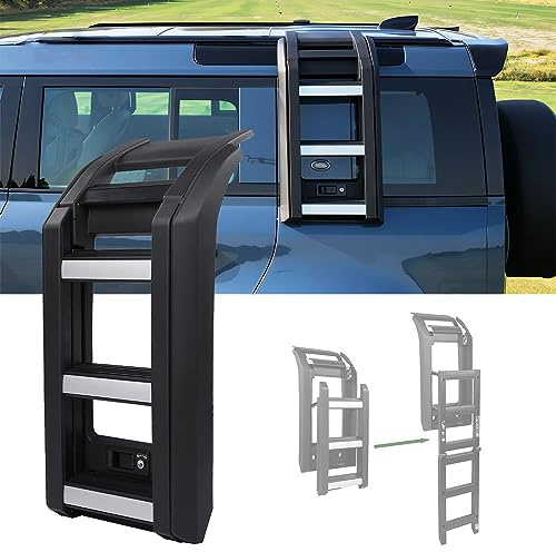 Seitenleiter für Defender, Seitenzugangsleiter Dachträger, Seitenfenster-Dachtrittleiter für Land Rover Defender 90 110 130 L663 2020-2023 (Silber+Mattschwarz)
