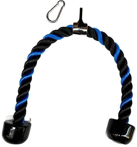 Rivotrance 27-Inch Tricep Rope Cable Attachments – Versatile Home Gym Cable Machine Accessories – LAT Pull Down Attachment for Enhanced Weight Fitness (Black&Blue)