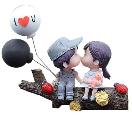 DONGKER Auto-Armaturenbrett-Dekoration, Paare Auto Innenraum Deko, Kleine Süße Cartoon Paar Figur mit Ballon-Ornament für Auto Armaturenbrett Dekoration, Heimdekoration