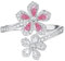 IMINI Anello di dichiarazione di fiori di ciliegio per donne e ragazze con cristallo scintillante CZ rosa Sakura floreale aperto avvolgere fascia per le dita regolabile anelli di fidanzamento anelli