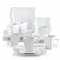 MALACASA 18 Piece Dinner Set with Cups and Saucers Porcelain for Breakfast Afternoon Tea Flora Series Ivory White