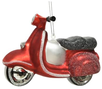 Weihnachtsbaumschmuck Roller Scooter Motoroller aus Glas Weihnachtskugel Christbaumschmuck Weihnachtsdeko Baum rot