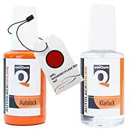 uniQum Autolack Stift + Klarlack im Vorteilsset für OPEL MAGMAROT/FLAME RED 547 Autolack Reparatur 2 x 30 ml