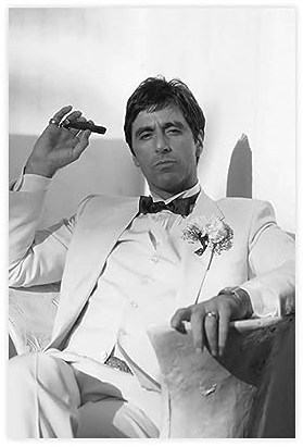 EMIGOS Al Pacino Scarface Tony Montana Filmposter Leinwand Poster Schlafzimmer Dekor Sport Landschaft Büro Zimmer Dekor Geschenk ungerahmt 30 x 45 cm