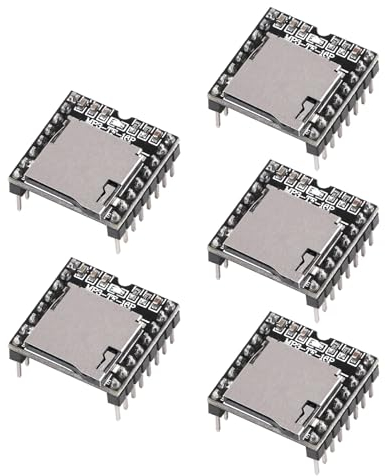 Dfplayer Mini Entwicklungsboard RUIZHI 5 Stück Mini MP3 Player DFPlayer Master Module stabile und zuverlässige Speicherübertaktung, eine Option für konstante Spannung kompatibel mit Arduino