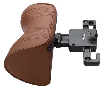 TRgqify-KM Leder Auto Kopfstütze Nacken Kissen Einstellbare Winkel Auto Sitz Kopfstütze Kissen for Kopf Schmerzen Relief Autokrankheit Reise Kissen(Leather Brown)