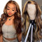 Ombre Lace Front Perücke Echthaar 150% Dichte 13x4 HD Transparent Honey Blonde Lace Front Perücke Echthaar 4/27 Body Wave Lace Front Perücken Echthaar Highlight Kleberlose Perücken 24 Zoll
