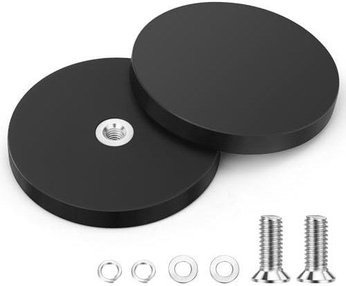 Wukong Extra Stark Gummiert Magnete Ø66mm, 2 Stück Stark Magnete Anti-Rutsch Mit M6 Flacher Faden, Magnete mit Gewinde für Fahrzeuge, Lampen, Befestigen von Werkzeugen